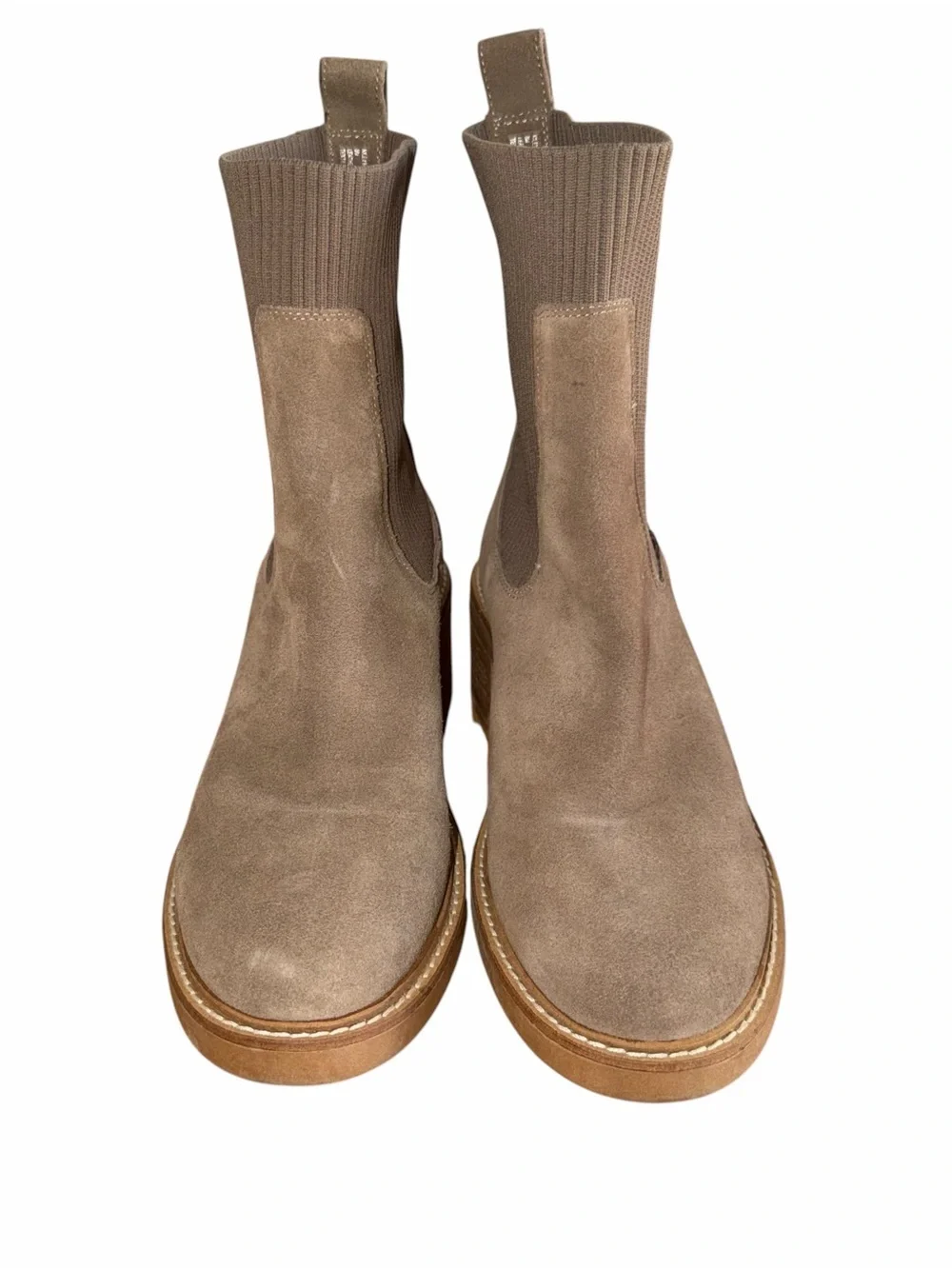 Steve Madden Kiley Chelsea Boots Taupe Suede Lug Sole Ankle Booties Women’s 8M